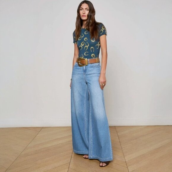 NEW L'AGENCE ressi short sleeve tee in Midnight Multi Horseshoe Size S - Picture 4 of 6